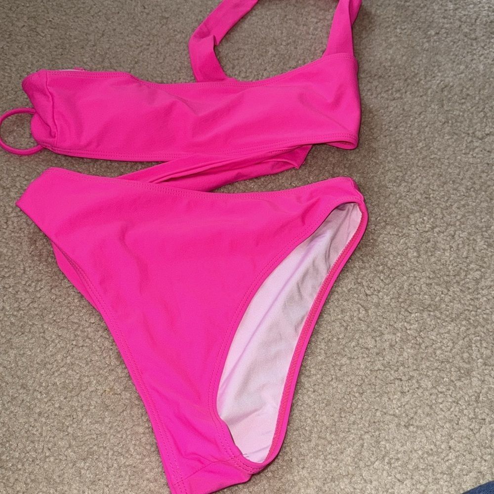 Womens Sexy Cutout One Shoulder High Cut Cheeky Thong Padded Bathing Suit XS - Picture 9 of 12